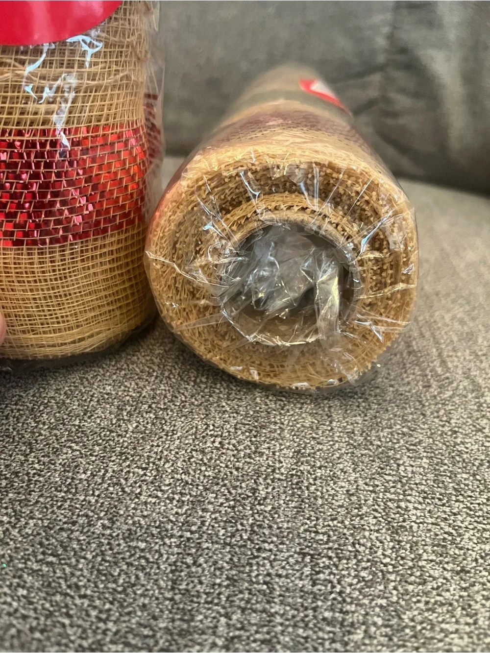 Wreath Decorative Holiday Mesh Ribbon Roll with Red and Green Accent Stripes